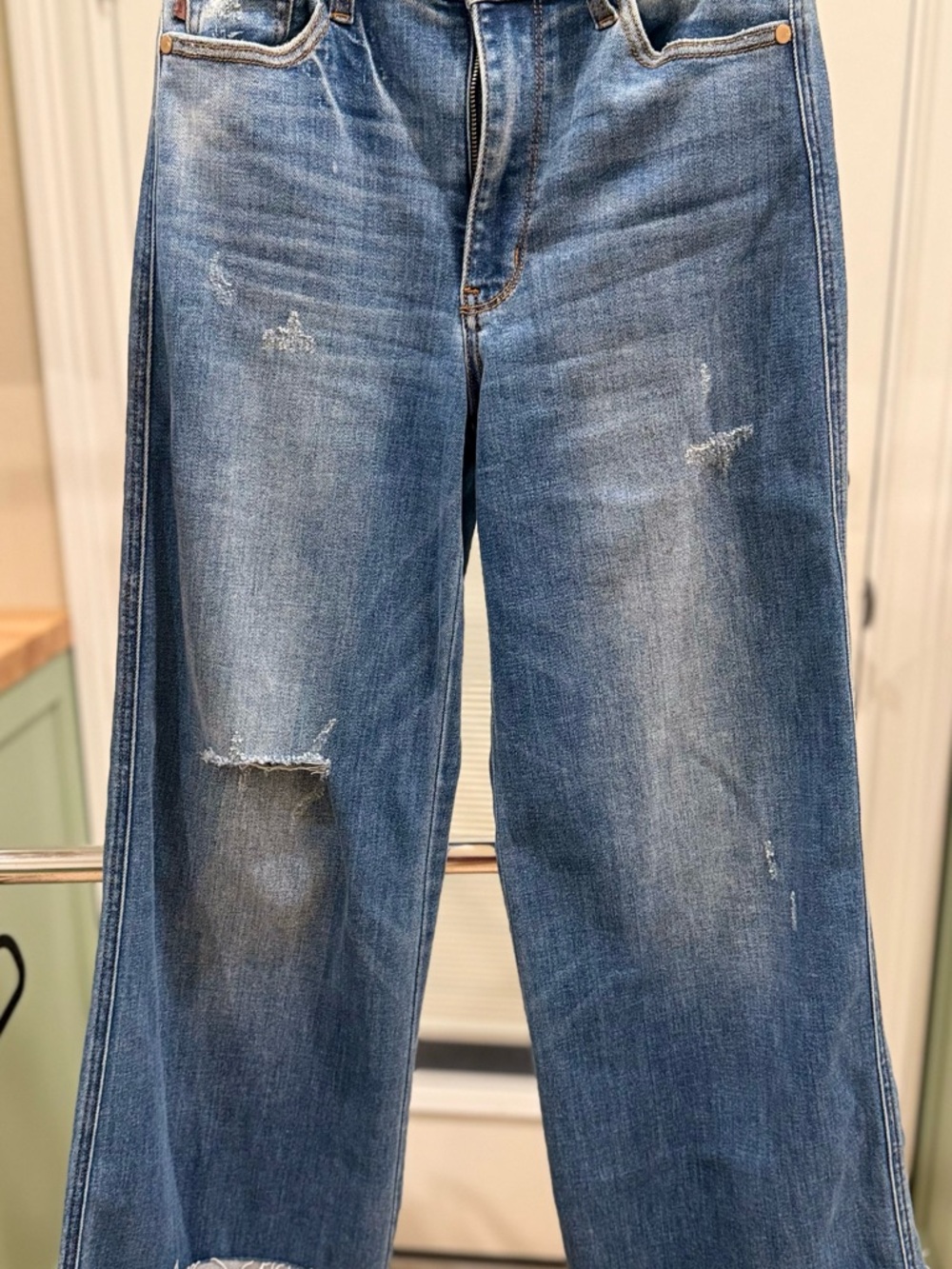 Judy Blue Distressed Medium Wash Wide Leg Jeans